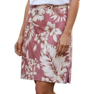 TOMMY BAHAMA Mauve Cream Stretch Tropical Print Skirt - Size 8